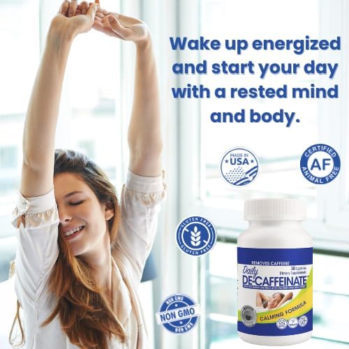 Daily De-Caffeinate: Advanced Caffeine Eliminator Supplement – Natural Acting Non-Addictive Formula that Supports Relaxation and Deep Restful Sleep