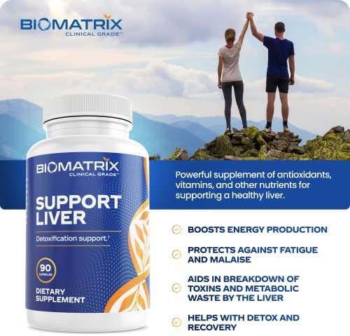 BioMatrix Liver Cleanse Detox &amp Repair Artichoke Extract Liver Health Formula Liver Supplement with Milk Thistle Taurine Methionine | 1+ Month Supply for Men and Women