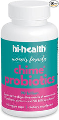 Hi-Health Chime Probiotic for Women 90 Billion with Prebiotic Guaranteed Potency 17 Strains 60 Capsules