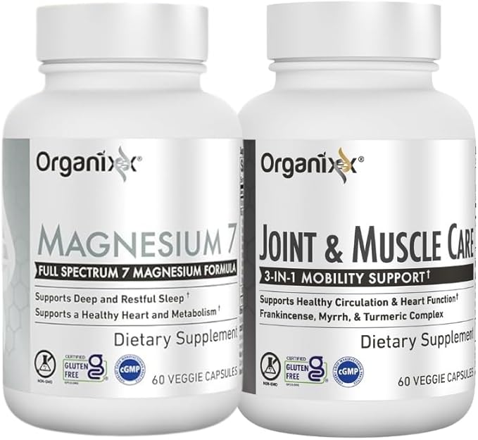 Organixx Magnesium 7 &amp Joint &amp Muscle Care Bundle Organic Turmeric Frankincense &amp Myrrh 7 Bioavailable Chelated Magnesium Forms Supports Joint Muscle &amp Immune Health Vegan Non-G