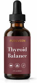 Pureveen Thyroid Balance Thyroid Support Drops for Women Liquid Supplement with Milk Thistle Selenium Zinc Magnesium Daily Wellness &amp Energy Support 60ML