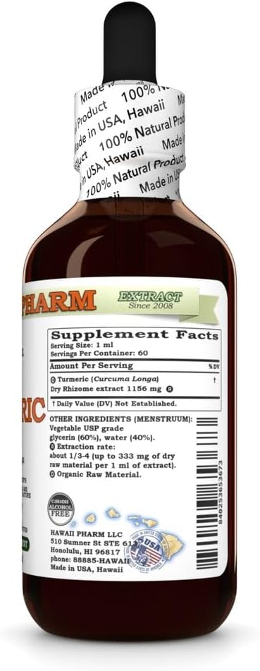 Turmeric (Curcuma Longa) Dry Rhizome Glycerite All Natural Vegan Lab Tested Alcohol-Free Liquid Extract - 2 fl.oz
