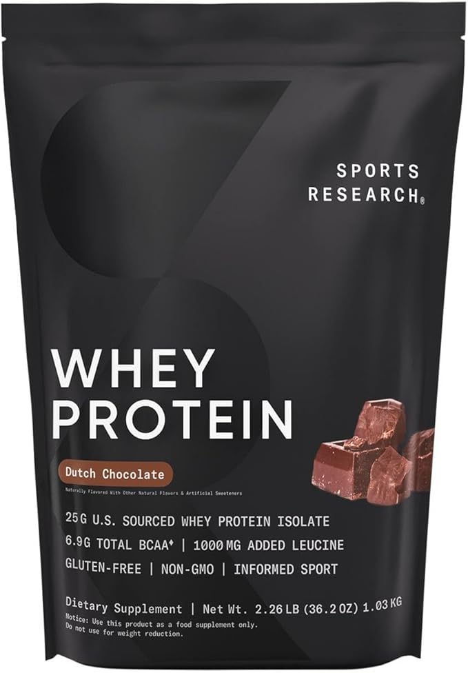 Sports Research Organic Collagen Peptides (Unflavored - 30 Servings) Hydrate Electrolytes Powder Packets (Variety Pack - 16 Servings) and Whey Protein Isolate (Dutch Chocolate - 25 Servings)