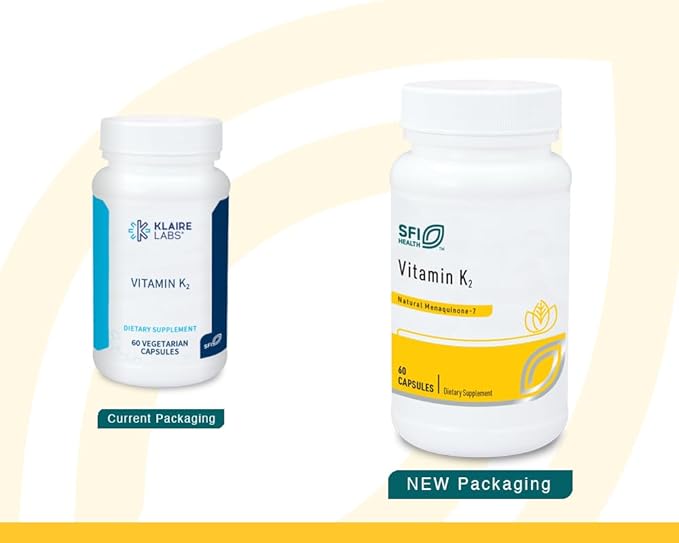 Klaire Labs SFI Health Vitamin K2-50 Micrograms as Menaquinone-7 MK-7 No Soy Gluten or Dairy (60 Capsules)