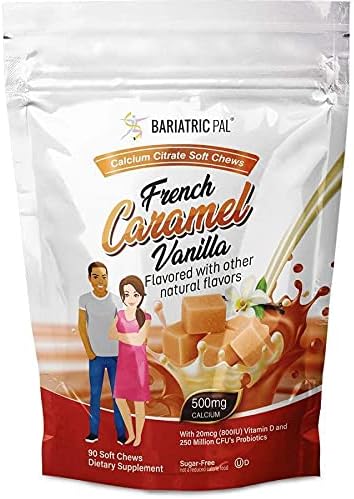 BariatricPal Duodenal Switch Complete 30-Day Supply Vitamin Pack (Iron-Free Capsule Calcium Citrate Soft Chews with Probiotics - French Caramel Vanilla)