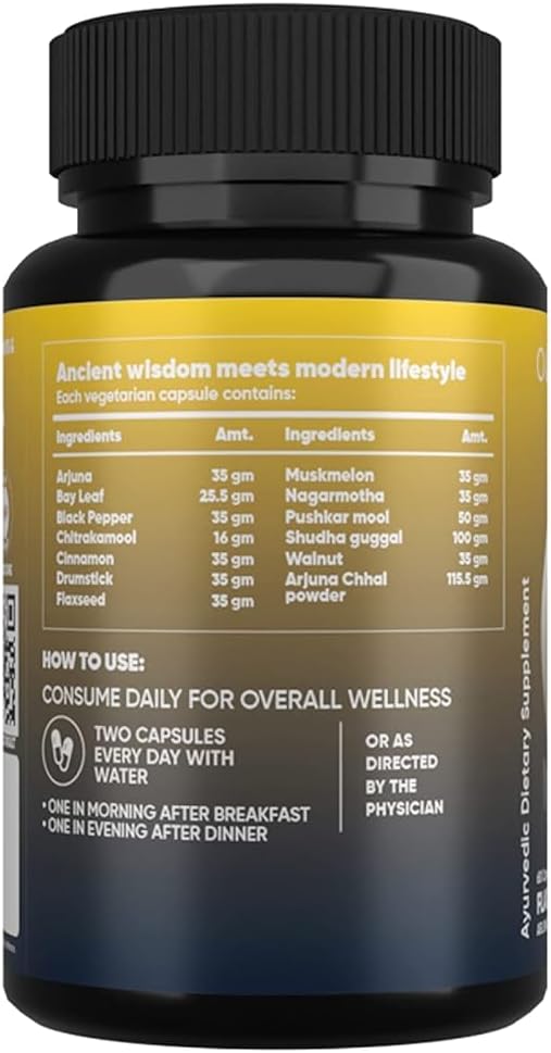 Viva Natural Omega 3 6 9 | 100% Vegan Herbal Omega 3 Capsules Without Fish Oil | 60 Capsules - Pack of 1 | Ayurvedic Supplements for Men and Women | Flaxseed Arjuna Walnuts