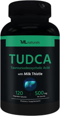ML Naturals TUDCA with Milk Thistle 120 Vegetable Capsules TUDCA 500mg Milk Thistle 1000mg (100mg of 10:1 Extract) per Serving Gluten Free