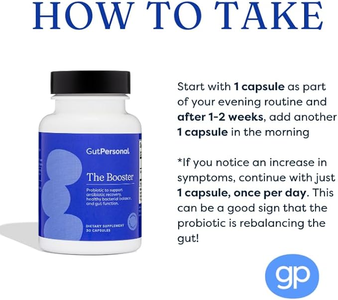 GutPersonal The Booster Targeted Probiotic for Gut Health: Support The Immune System with 5 Billion CFU Saccharomyces Boulardii Capsules 30 Servings