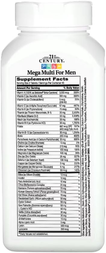 21st Century Mega Multi for Men Multivitamin &amp Multimineral 90 tablets Pack of 3