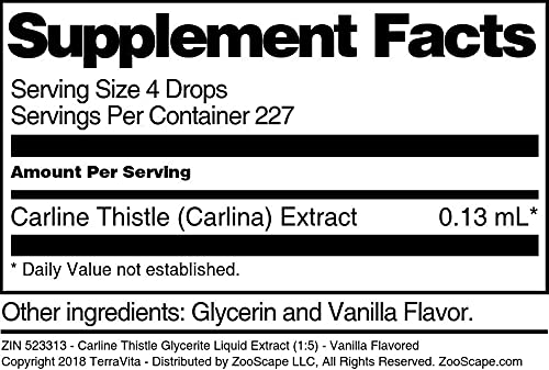 Carline Thistle Glycerite Liquid Extract (1:5) - Vanilla Flavored (1 oz ZIN: 523313)