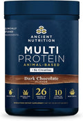 Ancient Nutrition Multi Protein Animal Based Powder + Creatine 26g Protein Grass Fed Whey Bone Broth Collagen Peptides 5g Creatine Monohydrate Colostrum &amp Probiotics Dark Chocolate 15 Serv