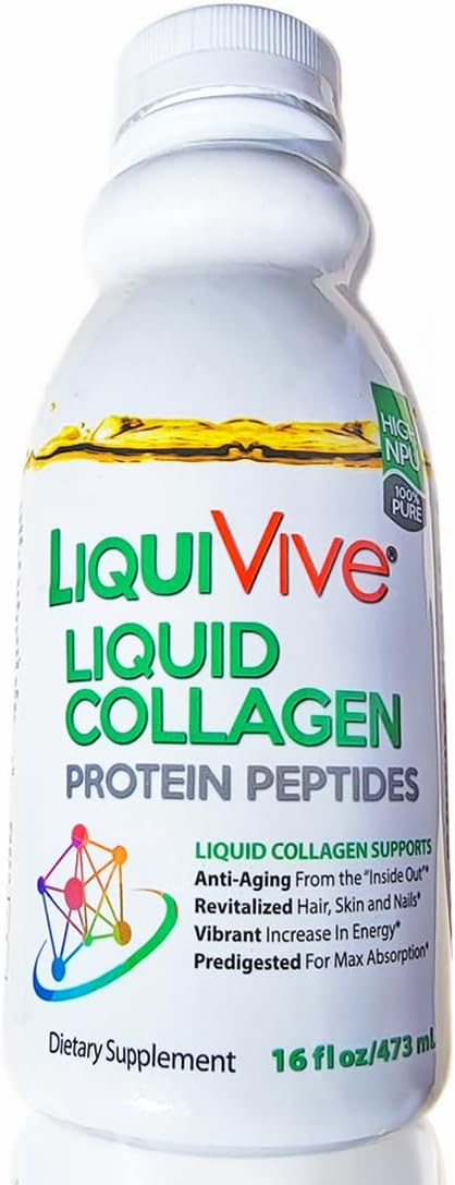 LiquiVive Liquid Collagen Protein Peptides Concentrate | Pure Hydrolyzed Super Multi Collagen Hydrolysate Health Drink | Higher Direct Absorption Than Powder Pills &amp Capsules | Colageno Liquido