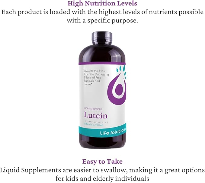 Life Solutions Lutein for Eyes - Lutein 10mg Eye Supplements for Adults Vision &amp Eye Health Support - Premium Lutein Supplement for Optimal Eye Health 8oz