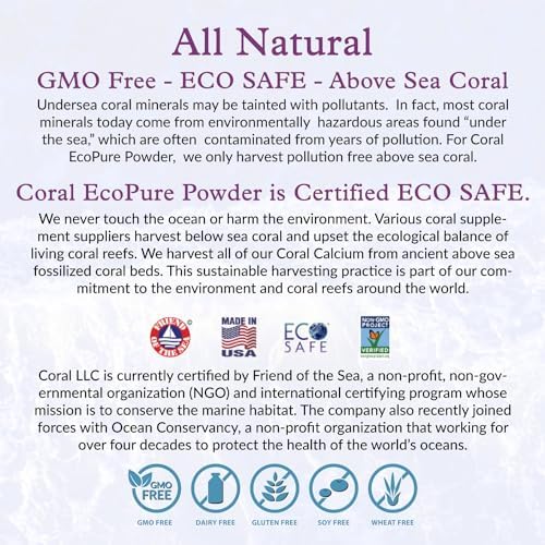 Coral Ecopure Powder Coral Calcium Powder Supplement with Coral Minerals - 16 Ounces