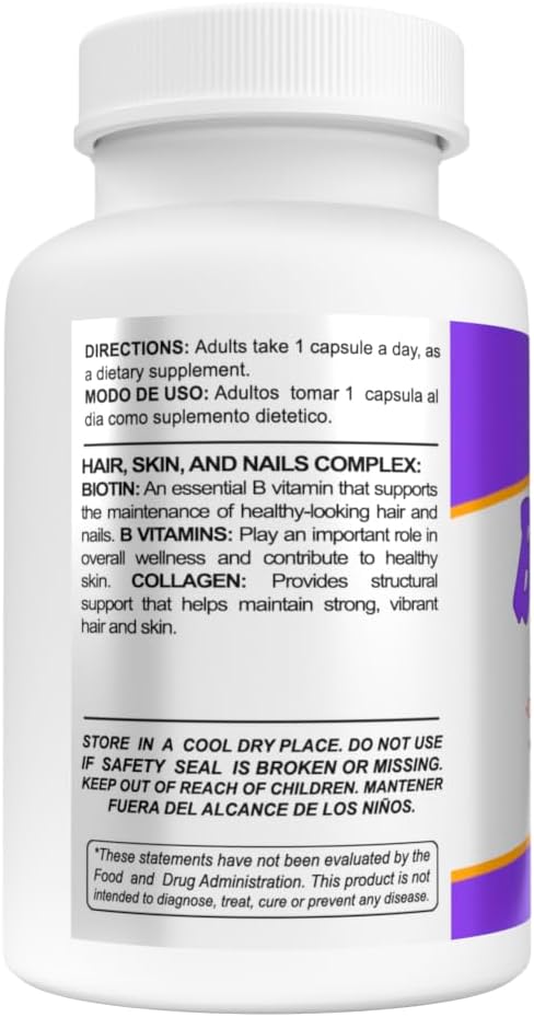 Sunshine Naturals Biotin Dietary Supplement. for Healthier Skin Thicker Hair Nail Growth. Collagen Vitamin A B for Hair Loss Beauty Cell Renewal Scalp Health. 5000 mcg. 90 Capsules. Pack of 5