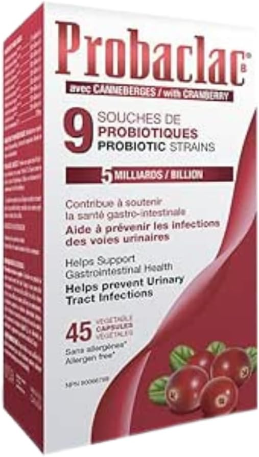 Womens Probiotic with Cranberry Multi-Strain Supplement for Digestive Balance Urinary Tract Health Supports Gut Flora UTI Defense Immune Function 45 Capsules Made in Canada