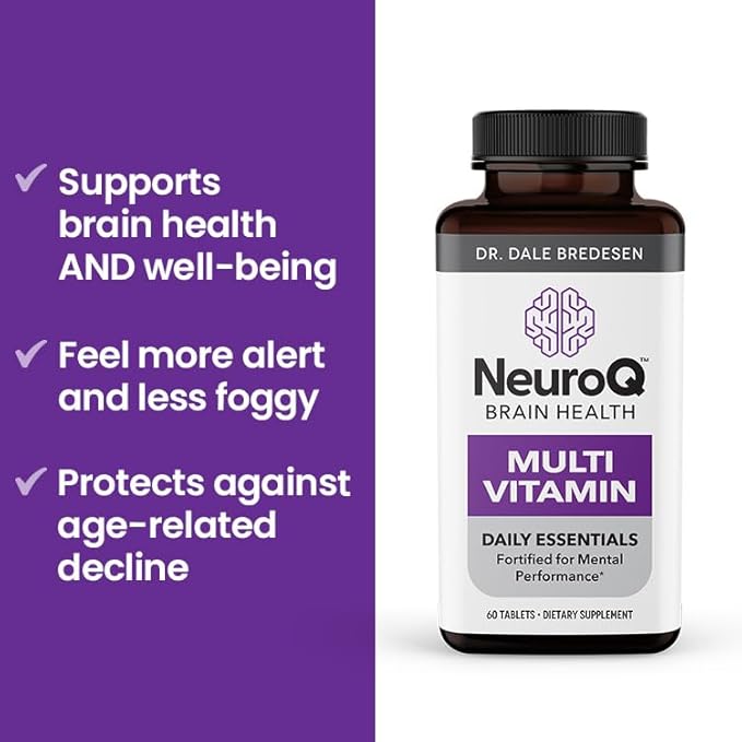 NeuroQ Daily Essentials Multivitamin – High‑Potency Brain &amp Body Support with Choline 550 mg PQQ CoQ10 Alpha Lipoic Acid – Supports Memory Energy Cognitive Focus &amp Daily Wellness – 60 Tab