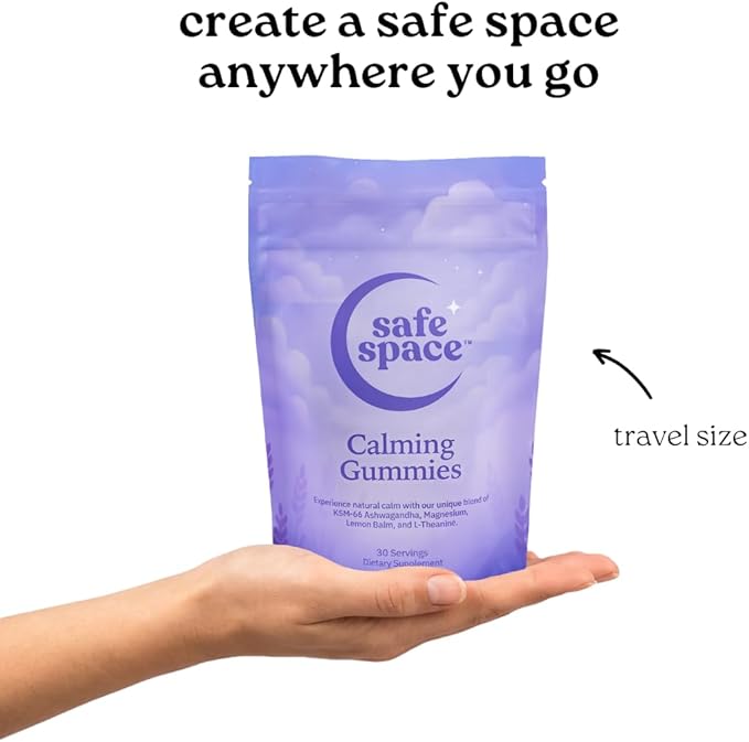 Safe Space Calming Gummies – Stress Relief with Ashwagandha L-Theanine Magnesium &amp Lemon Balm – Relaxation &amp Sleep Support – from ASMR – Vegan (60 Count)