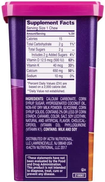 Viactiv Max Formula Calcium +Vitamin D3 Supplement for Bone Health Rich Caramel 100 Soft Chews - 5 Pack