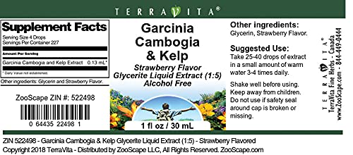 Garcinia Cambogia &amp Kelp Glycerite Liquid Extract (1:5) - Strawberry Flavored (1 oz ZIN: 522498)