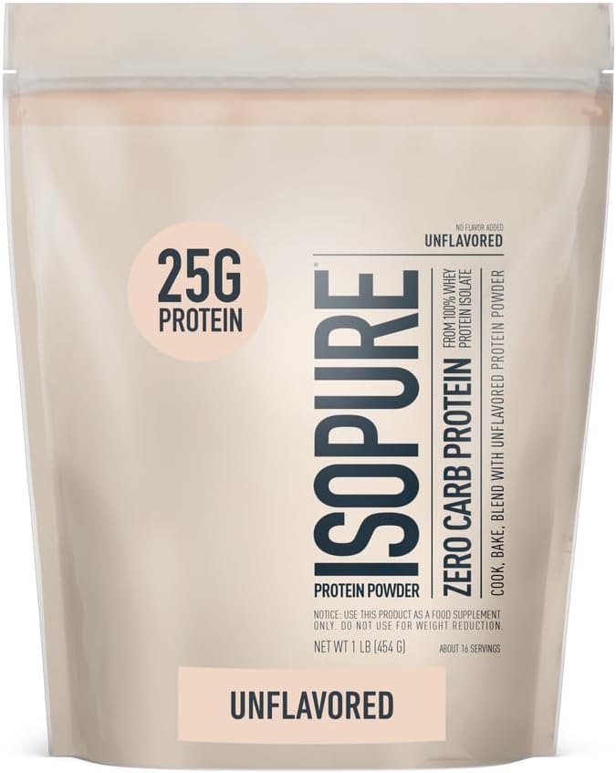 Bundle of Isopure Bovine Colostrum Supplement Powder 90 Servings + Isopure Unflavored Protein Whey Isolate 25g Protein Zero Carb 16 Servings 1 Pound (Packaging May Vary)
