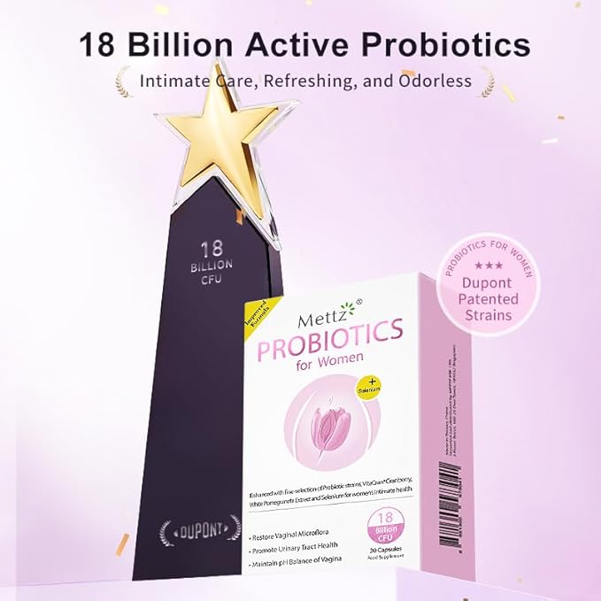 Vaginal Women Probiotic pH Balance with Prebiotics &amp Lactobacillus Probiotic Blend - Women's Vaginal Health Supplement - Promote Healthy Vaginal Odor &amp Vaginal Flora 30 Capsules