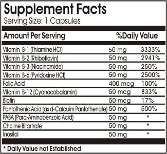 B-Complex 50 Vitamin // 200 Capsules // Pure // by PureControl Supplements