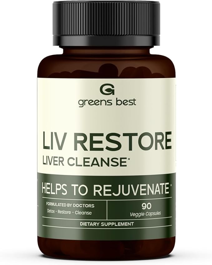 GREEN'S BEST Liver Support Supplement – Liver Detox &amp Repair with Milk Thistle Dandelion &amp Turmeric – Promotes Liver Health &amp Cleansing – Herbal Formula for Fatty Liver &amp Digestion –