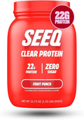 SEEQ Clear Whey Isolate Protein Powder Fruit Punch 22 Servings 22g Protein Per Serving Sugar-Free Keto-Friendly Soy-Free Clear Protein Powder Juice-Like Protein