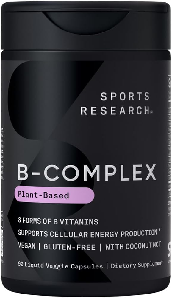 Sports Research Vitamin B-Complex - Full Spectrum of B Vitamins - 90 Liquid Veggie Capsules