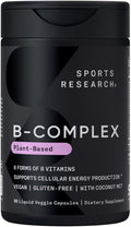 Sports Research Vitamin B-Complex - Full Spectrum of B Vitamins - 90 Liquid Veggie Capsules