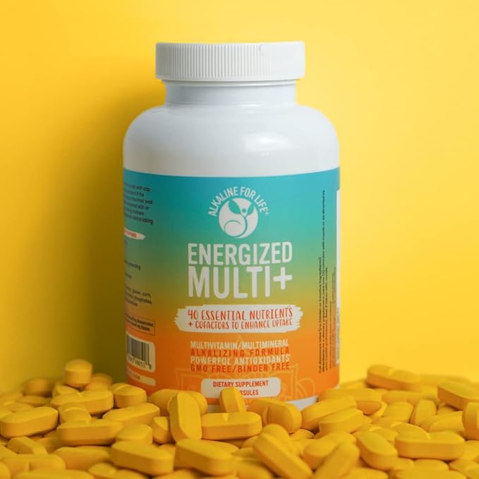 Energized Multi - Potent Multivitamin with 40 Fully Bioavailable Nutrients B Complex Vitamins Vitamin D Vitamin C Vitamin K Zinc Quercetin Calcium Magnesium in Alkalizing Forms - 180 tabs