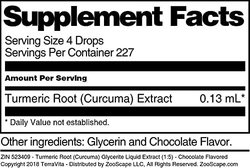 Turmeric Root (Curcuma) Glycerite Liquid Extract (1:5) - Chocolate Flavored (1 oz ZIN: 523409)
