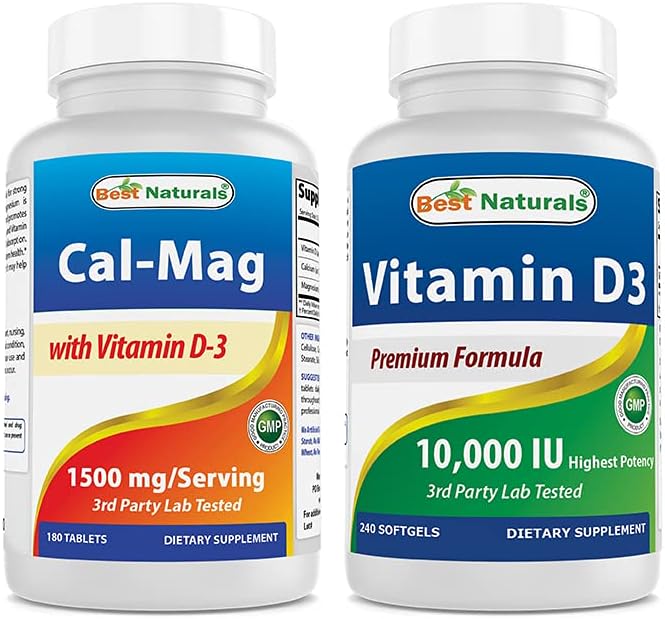 Best Naturals Calcium Magnesium with Vitamin D3 1500mg &amp Vitamin D3 10000 IU