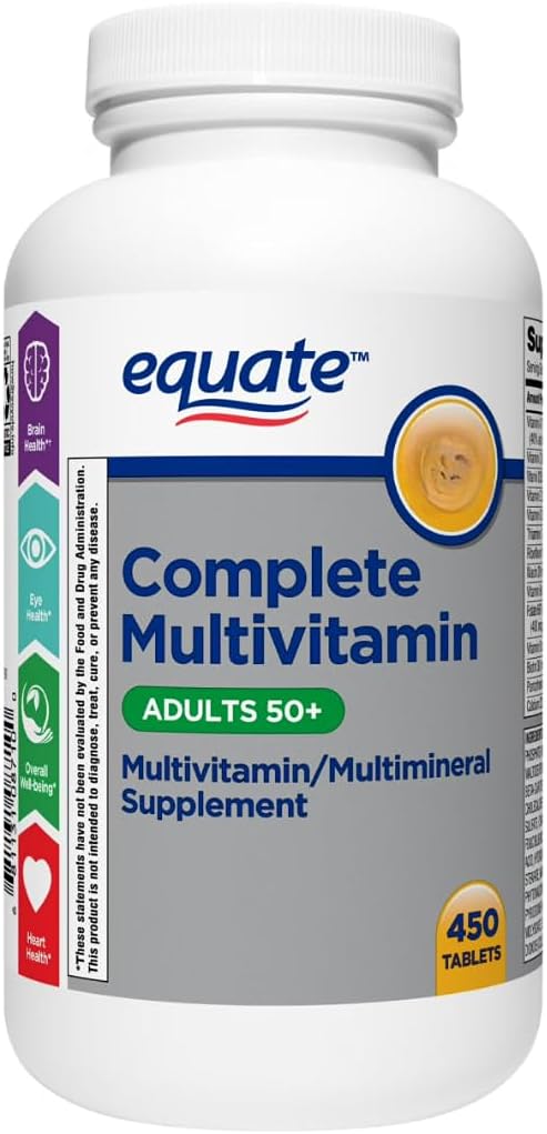 Equate Complete Multivitamin for Adults 50+ Daily Multimineral Supplement Tablets 450 Count Value Size Sticker