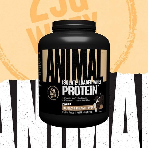 Animal Whey Isolate Protein Powder Loaded Cookies &amp Cream 4 Pound &amp Vanilla 4 Pound