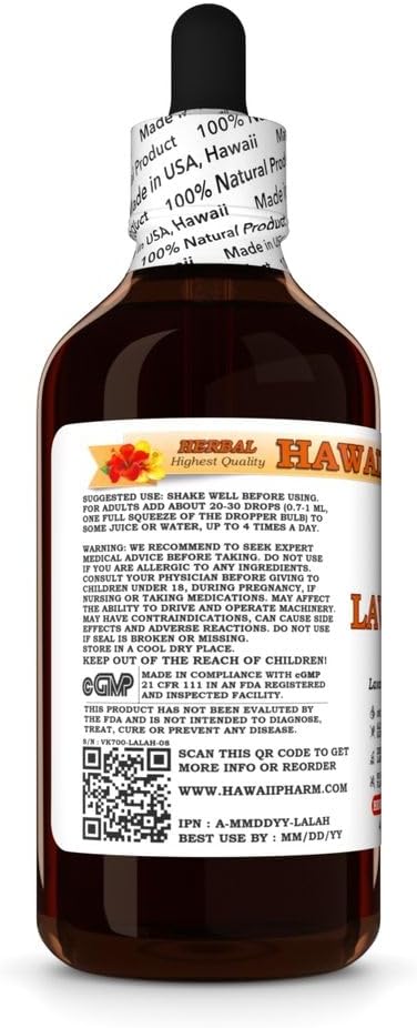 Lavender (Lavandula Angustifolia) Dry Herb Tincture Made in Hawaii Professional Grade Small Batch Raw Materials All Natural Vegan Pure Liquid Extract - 4 fl.oz