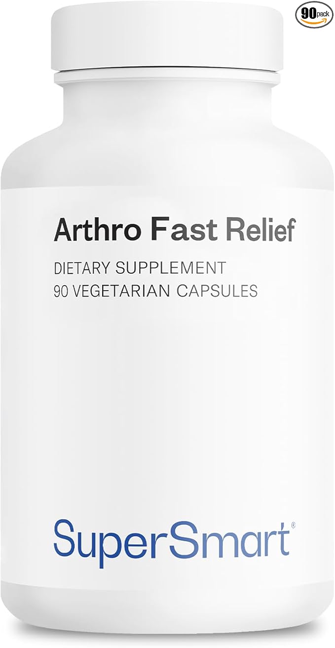 Supersmart Arthro Fast Relief (High Potency) - with MSM Levagen+ Pea Collavant N2 Collagen Fermented Ginger - Joints &amp Mobility | Gluten Free - 90 Vegetarian Capsules