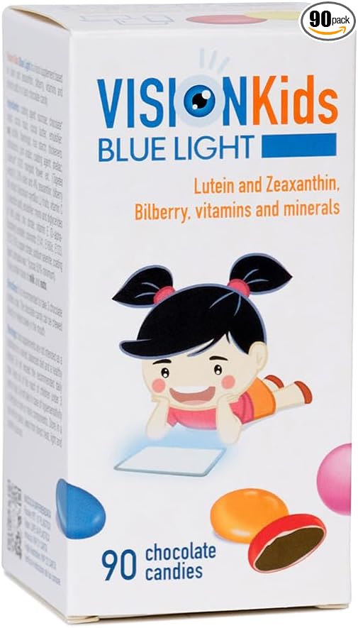 OMEGOR Lutein and Zeaxanthin Supplement for Kids Eyes (60 Chocolate Dragèes) - Vision Kids Blue Light Eyesight Supplement for Retina Protection