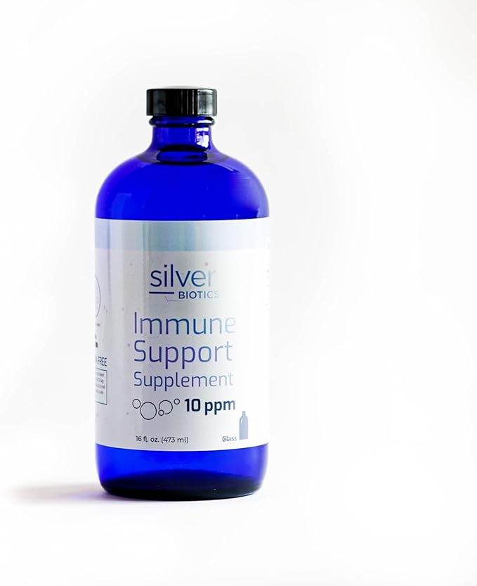Silver Biotics Multivalent SilverSol Technology Ag₄O₄ 10 PPM Immune Support | Bio-Hacking Immune Building Natural Support (16 Fl Oz Glass Bottle)