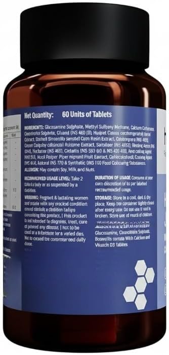 Joint Support Supplement with Glucosamine 1400mg Chondroitin Calcium and Vitamin D3 for Joint Strength Mobility and Flexibility 60 Joint Support Tablets