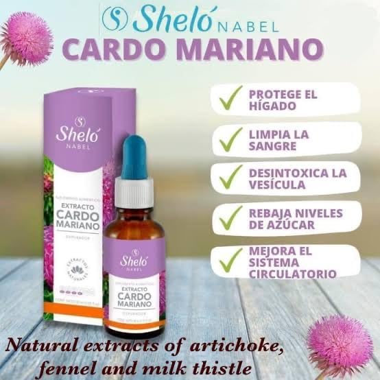 Sheló NABEL Milk Thistle Cardo Mariano DIetarry Suppliment Herbal Liquid Extract in Drops 1 fl oz