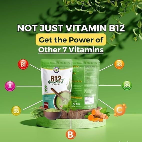 Plant Based Green Food Vitamin B12 | Vitamin B1 B2 B3 B6 B9C &amp A | Supports Digestion and Helps in Stress - Pack of 1