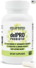 Stellar Biotics - Delpro Probiotic (+ Del-Immune V &amp Prebiotic Blend) Promotes Optimal Gut Health Digestion Immune Support &amp Mood (60 Capsules)