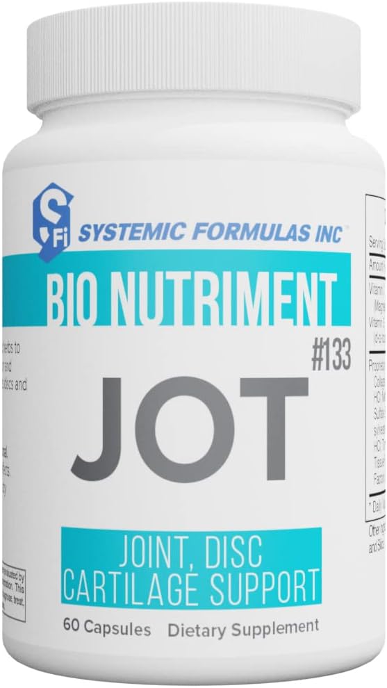 Systemic Formulas JOT – Joint/Disc/Cartilage 60 Capsules Bio Nutriment #133. Supports Cartilage Integrity Joint Health Lubrication and Comfort and Healthy Formation of Joints Discs and Cartilage.