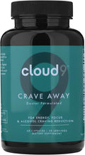 Cloud9 Crave Away - Wellness Supplement for Energy Focus &amp Vitality Support – Daily Balance with Adaptogens Brain Health Support &amp Hydration – Made in USA – 60 Capsules