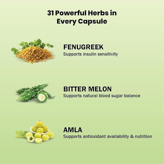 Blood Sugar Support Pro - All Natural Herbal Supplement - 31 Herbs Including Fenugreek Moringa Moringa Amla Ceylon Cinnamon Ashwagandha and a Powerful Proprietary Blend.