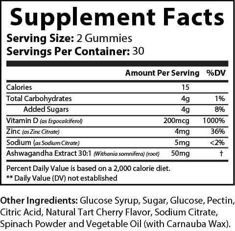 Ashwagandha Extra Strength Vegan Gummies – Stress Relief &amp Calm Support Adaptogen Supplement for Relaxation Mood &amp Energy Balance Non-GMO Natural Flavor 60 Gummies