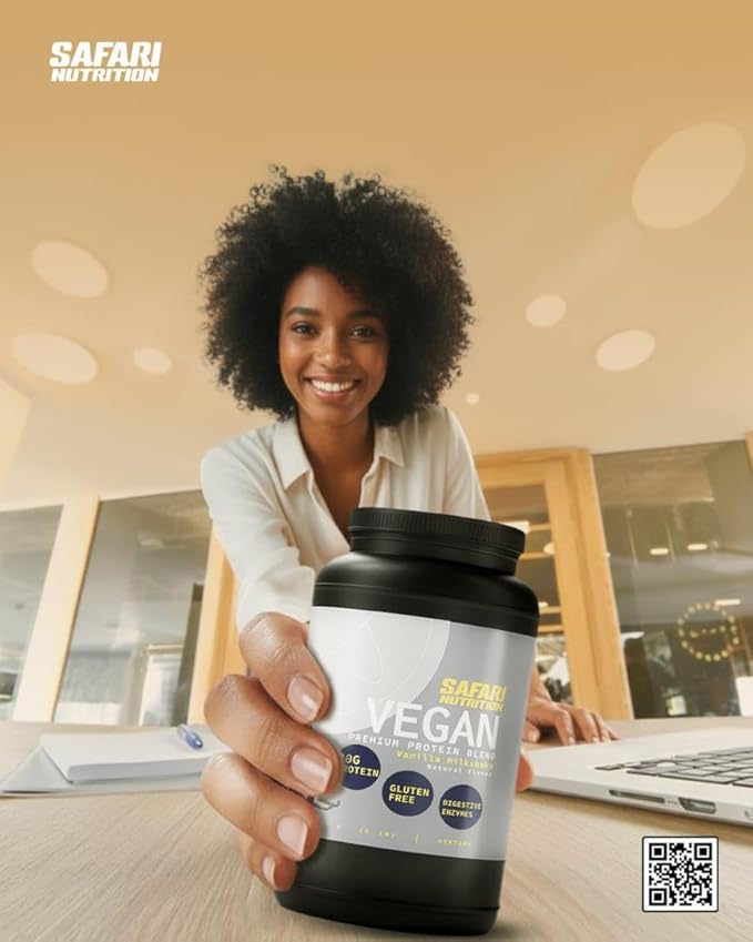 Safari Nu 100% Vegan Premium Protein Powder Creamy Vanilla - 20G of Protein - Certified Organic Protein Blend - Natural Ingredients (2 Pounds Vanilla Vegan)
