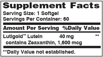 Vitamin World Lutein 40mg 60 Rapid Release Softgels Eye Health Vision Antioxidant